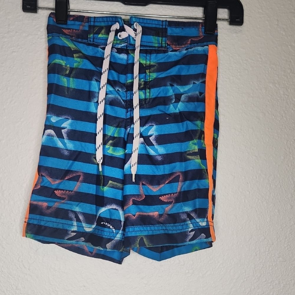 The Children's Place Swim Trunks Blue and Orange With Sharks